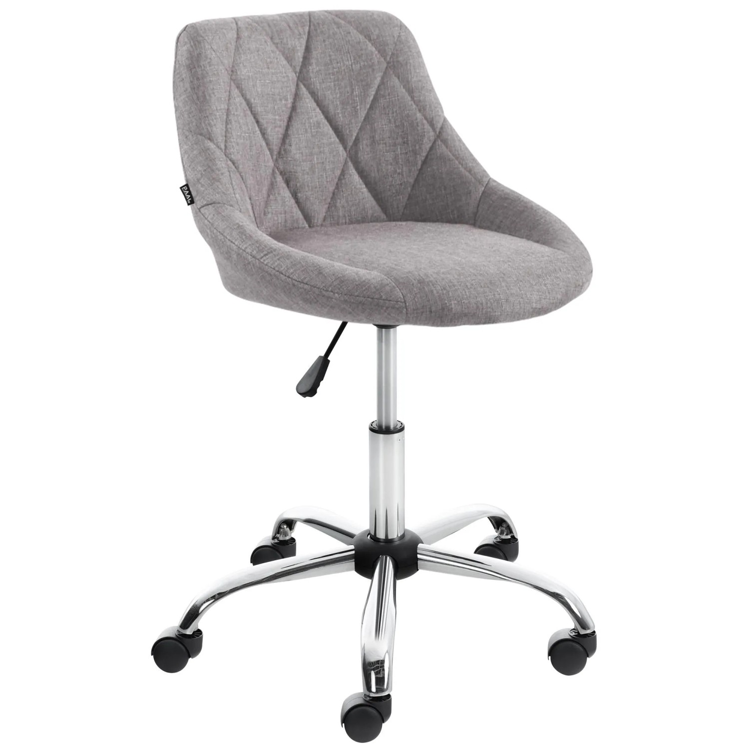 DELUKE Arbeitshocker AARHUS 47x49x71cm Stoff Grau Arbeitsstuhl Drehhocker Rollhocker Bürohocker