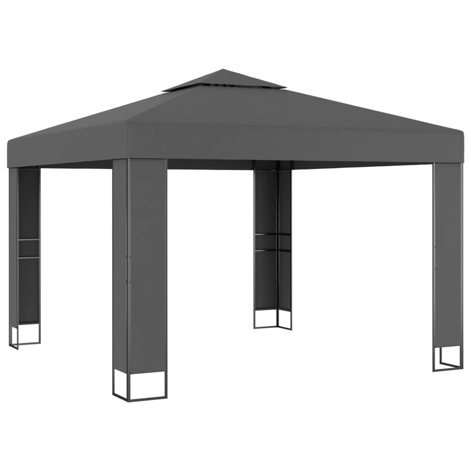 vidaXL Pavillon mit Doppeldach 3 x 3 m Anthrazit