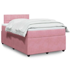 vidaXL Boxspringbett mit Matratze Rosa 120x200 cm Samt 3290015