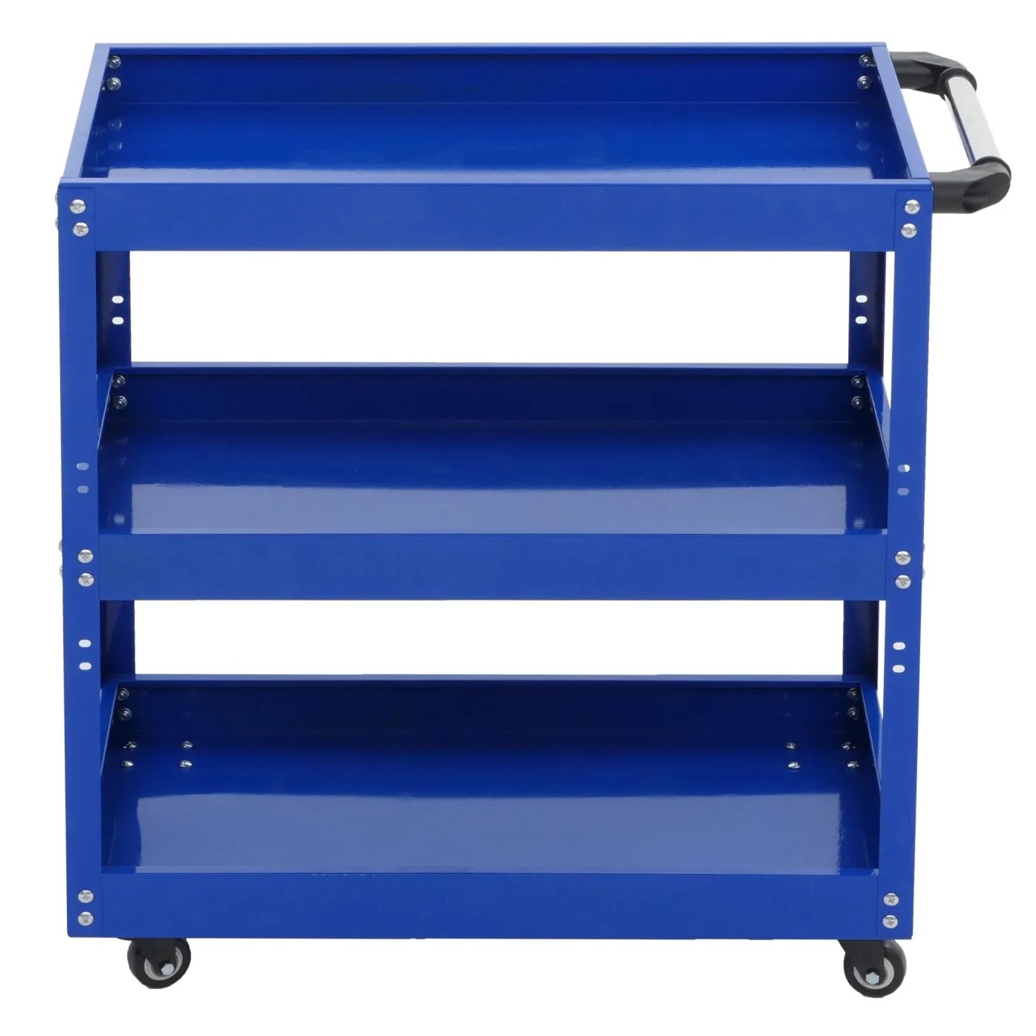 Blauer PROREGAL Werkzeugwagen Rollwagen mit 3 Ladeflächen aus Stahl.
