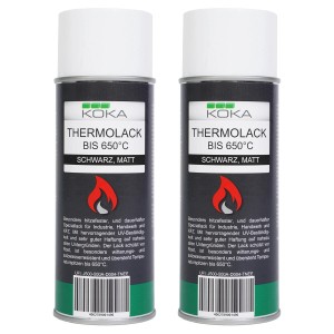 KOKA 2x Thermolack Schwarz Matt bis 650 Grad Celsius