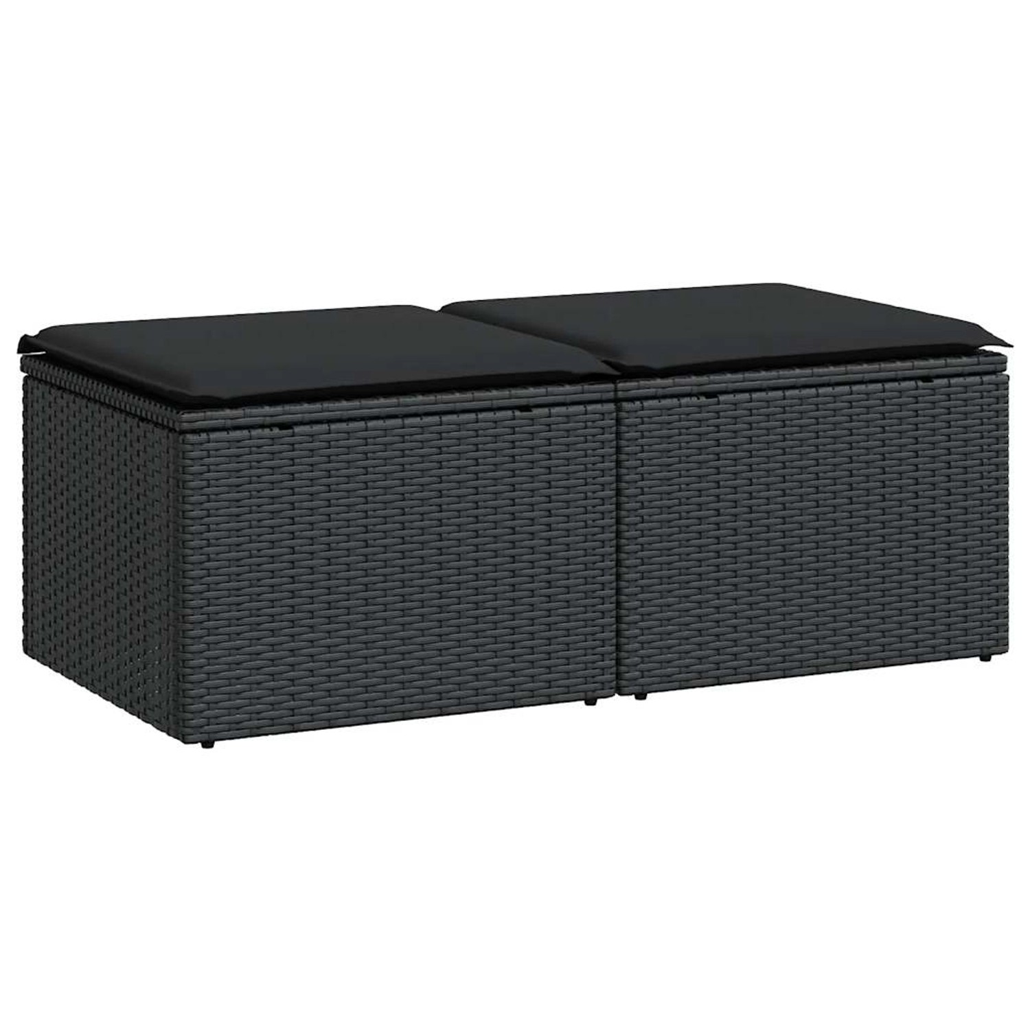 vidaXL 2-Tlg Garten-Sofagarnitur mit Kissen Schwarz Poly Rattan 3328658 günstig online kaufen