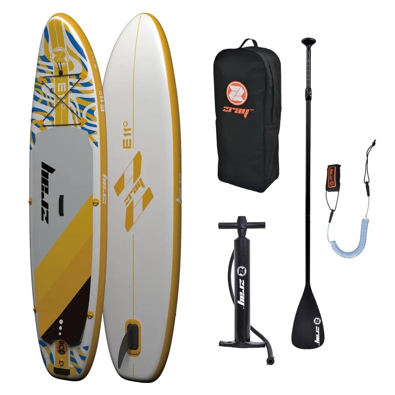 Thumbnail - ZRAY Aufblasbares Stand Up Paddle Board E11 Komplettset Gelb 335 x 81 x 13 cm inkl. Zubehör