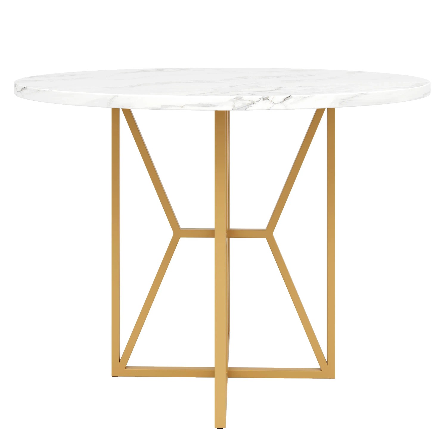 okwish Esstisch Rund für Esszimmer und Wohnzimmer Goldene Beine 80 × 80 cm Gold