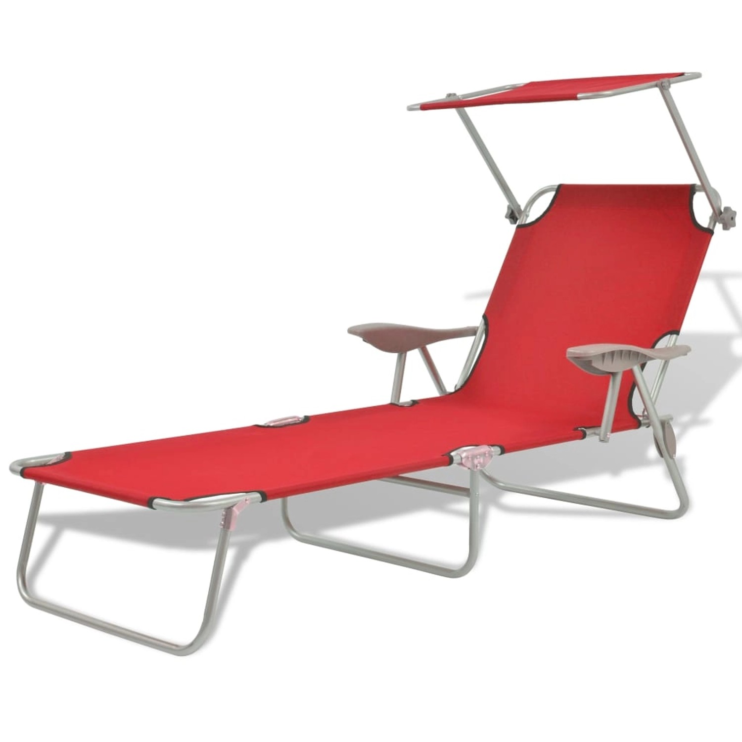 furnicato Sonnenliege mit Sonnenschutz Stahl Rot günstig online kaufen