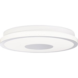 Weiße, runde AEG LED-Deckenleuchte Sib mit Sternenhimmel-Optik und Fernbedienung.