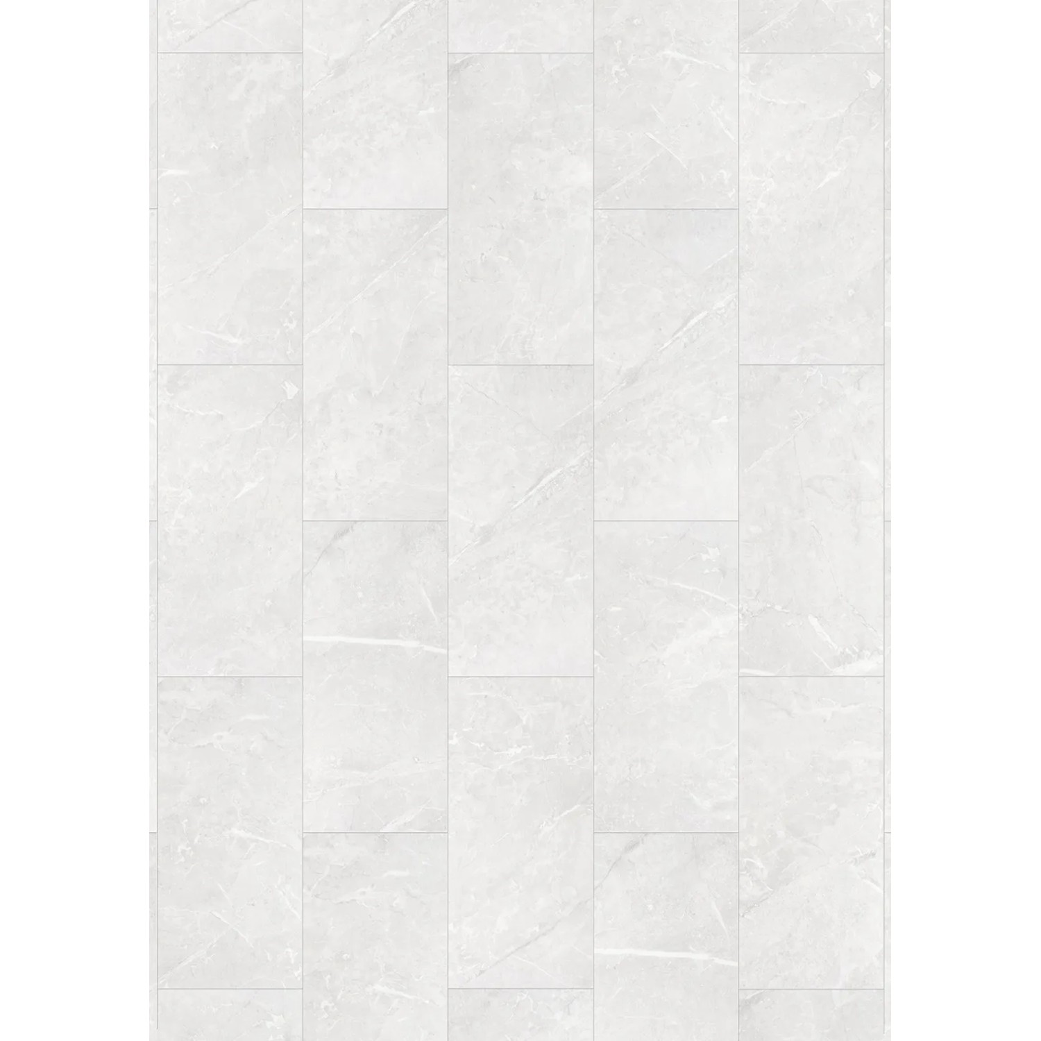 Muster des weißen Visiogrande Laminatbodens in Granitoptik mit Fugen.