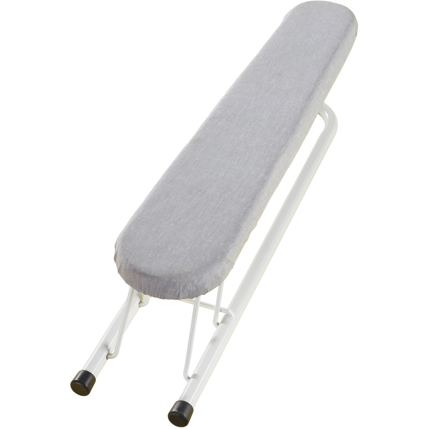 Leifheit Ärmelbügelbrett mit grauem Bezug und weißem Gestell.