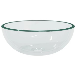 Transparentes Waschbecken aus Hartglas, 30x12 cm, für Bad oder Gäste-WC.