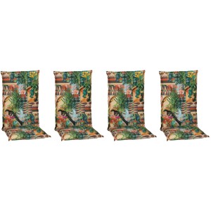 4er Set Beo Sitzauflagen Texas für Hochlehner mit Dschungel-Design.