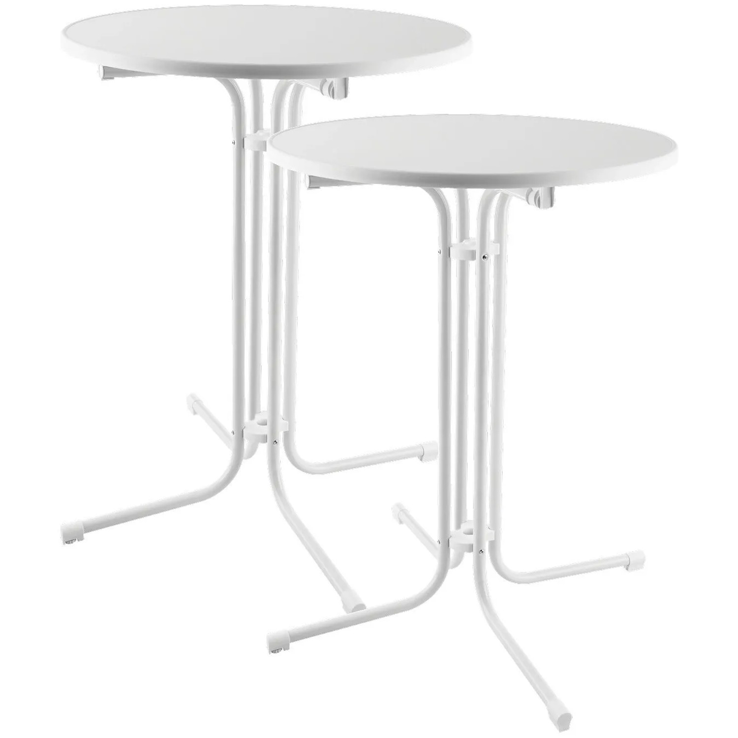 Tectake Stehtisch Eren Rund Mit Tischhusse Klappbar  90 x 110 cm  90 x 90 x 110 cm Weiß