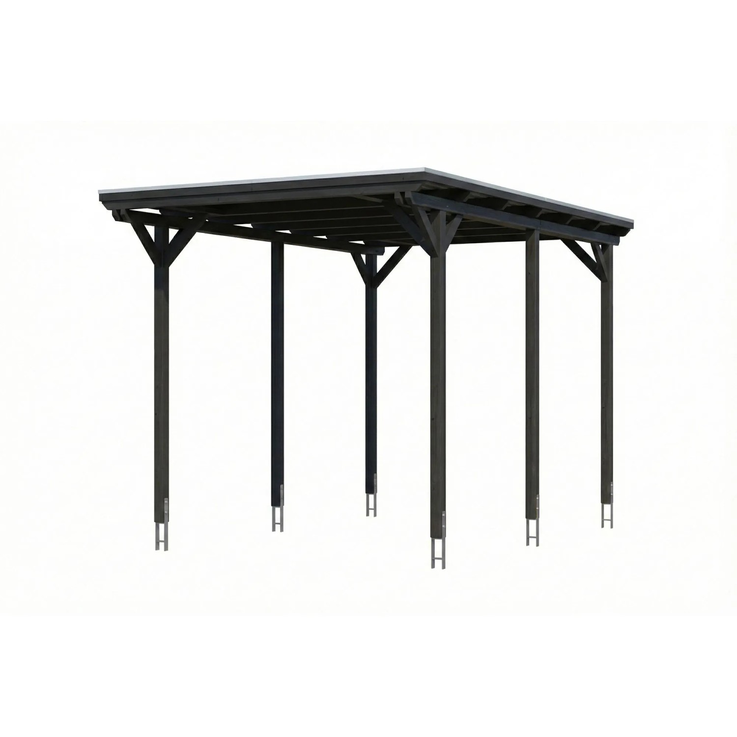 Skan Holz Carport Emsland Caravan Stahl-Dachplatten 402 cm x 604 cm Anthrazit