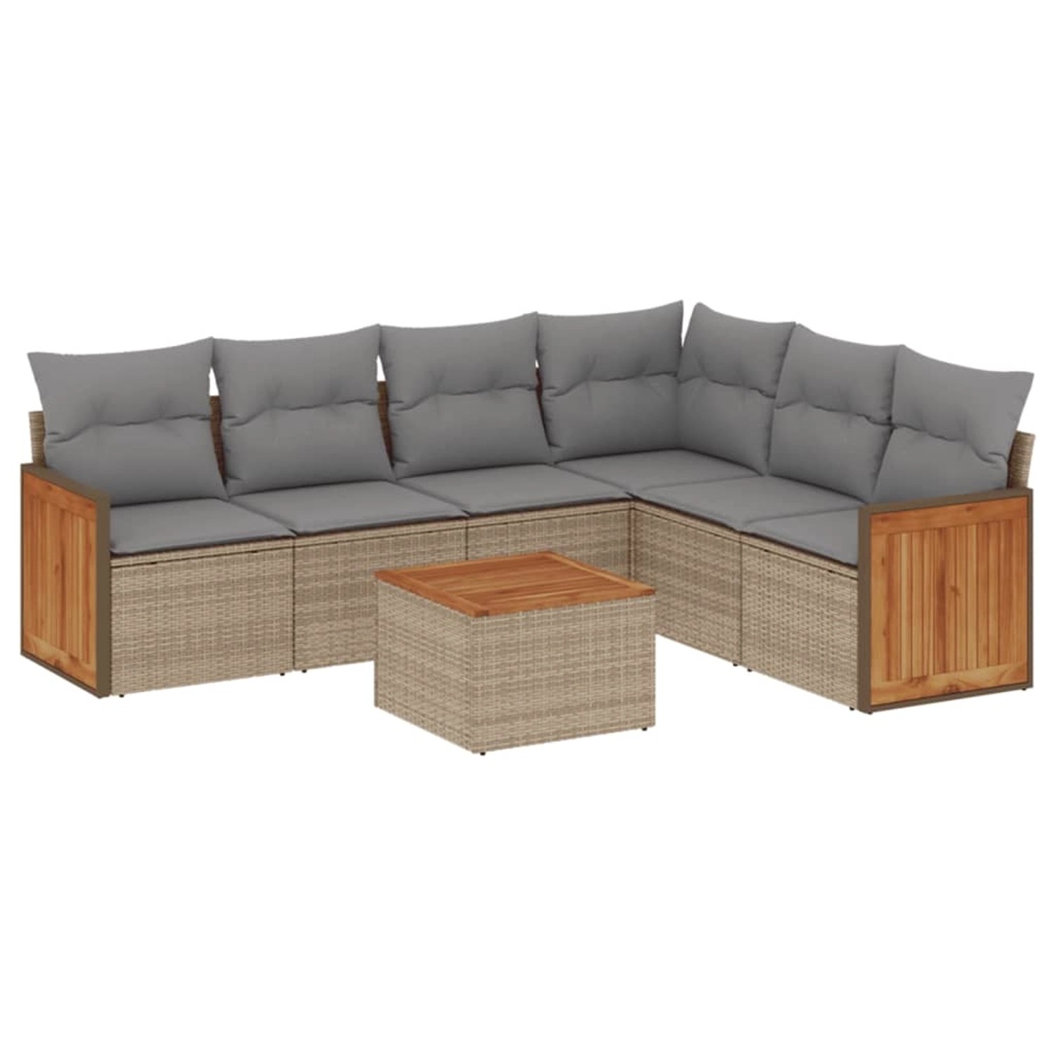 vidaXL 7-Tlg Garten-Sofagarnitur mit Kissen Beige Poly Rattan 3227690 günstig online kaufen
