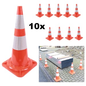 10er Set TRUTZHOLM Verkehrskegel/Warnkegel mit Reflektorstreifen, orange