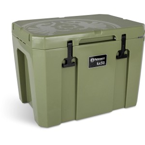 Petromax Kühlbox kx50 in Olivgrün, 50 Liter Volumen, ideal für Camping und Outdoor-Aktivitäten.