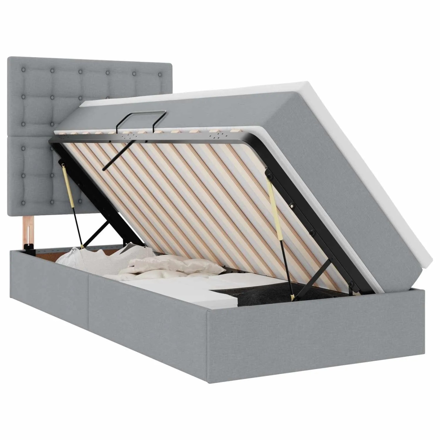 vidaXL Bett mit Stauraum und LED Hellgrau 100 x 200 cm Polyester 3372522