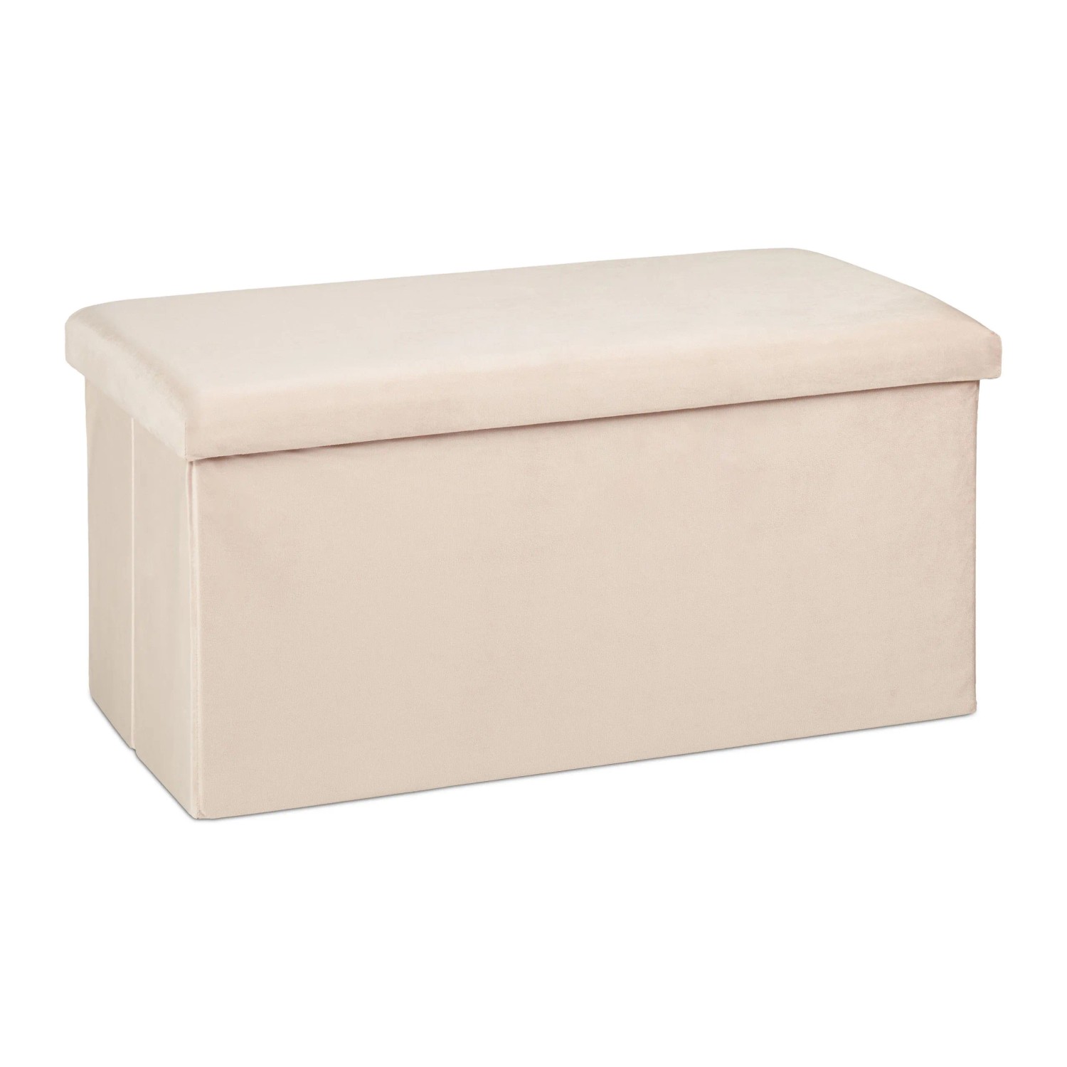 Relaxdays Sitzbank Samt Creme Faltbar mit Stauraum 38 cm x 77 cm x 39 cm 4,9 kg