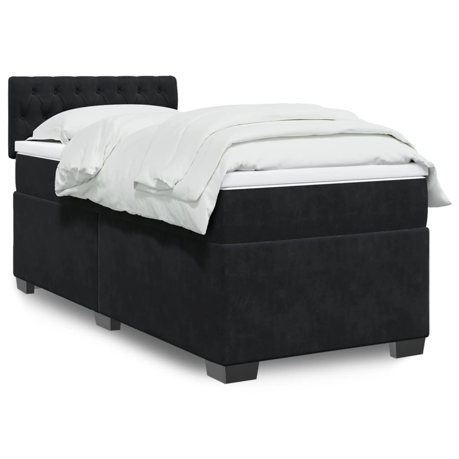 vidaXL Boxspringbett mit Matratze Schwarz 90x200 cm Samt 3288518 günstig online kaufen