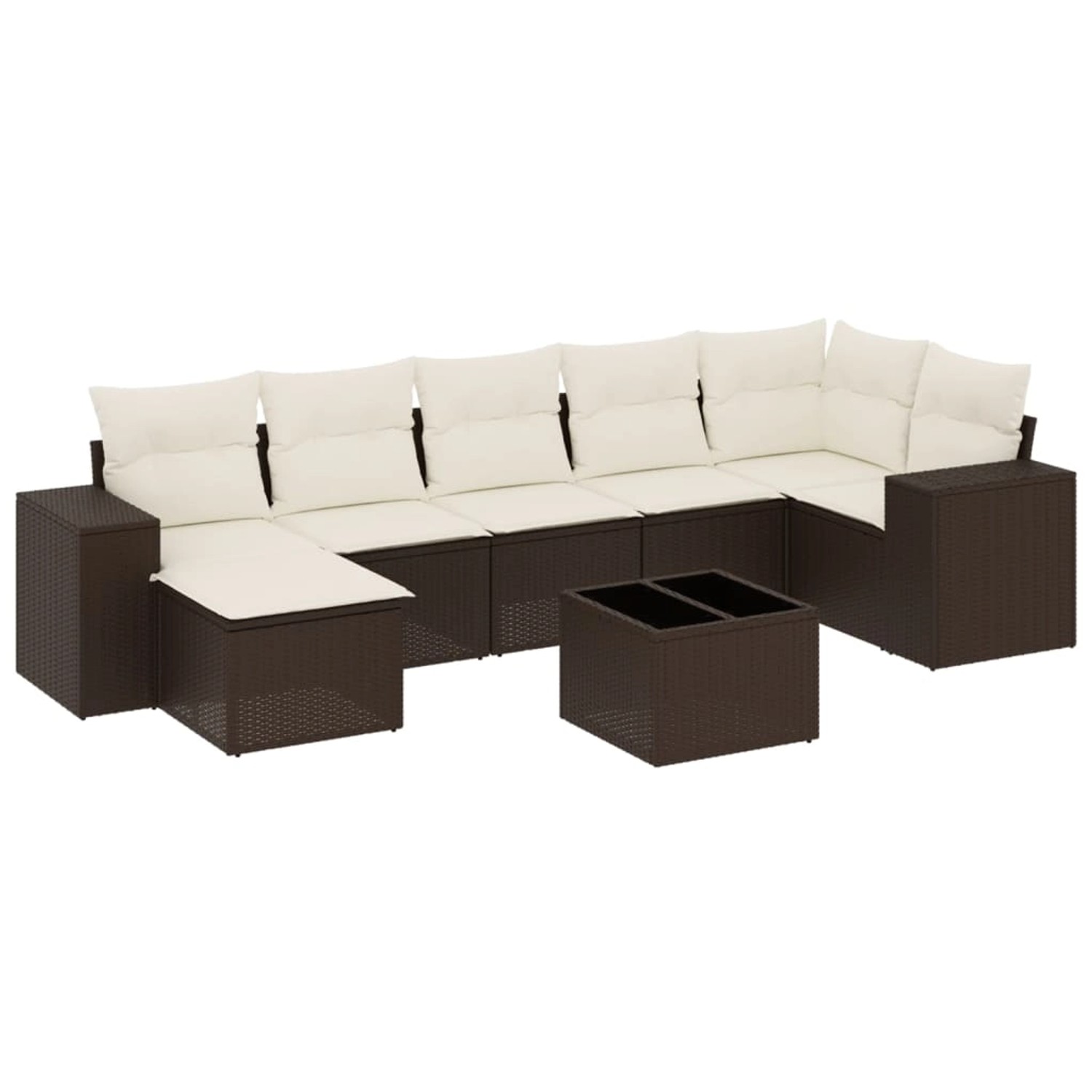 vidaXL 8-Tlg Garten-Sofagarnitur mit Kissen Braun Poly Rattan 3255230 günstig online kaufen