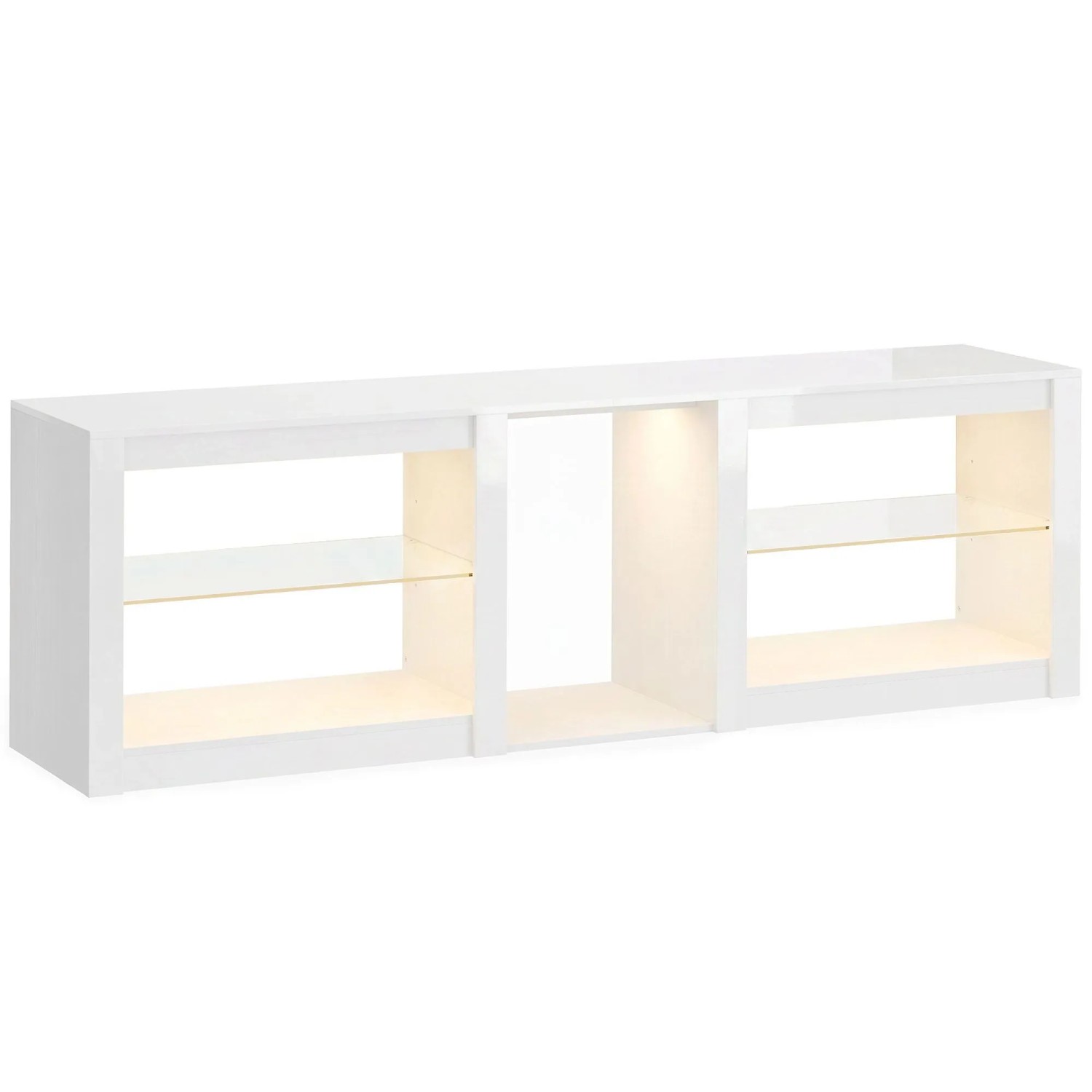HOMCOM TV-Lowboard Spanplatte Glas 160L x 35B x 52H cm Hochglanzweiß