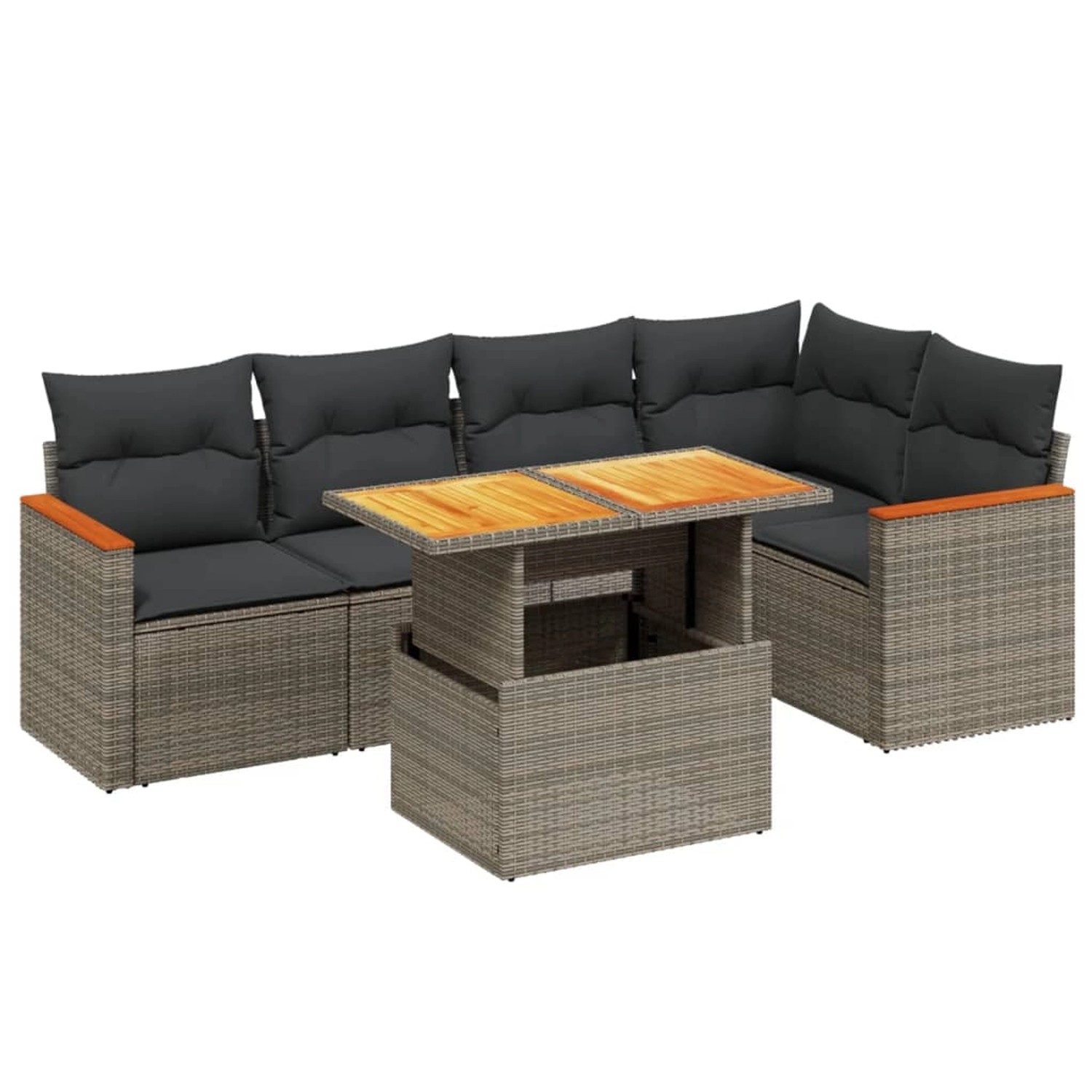 vidaXL 6-Tlg Garten-Sofagarnitur mit Kissen Grau Poly Rattan 3273069 günstig online kaufen