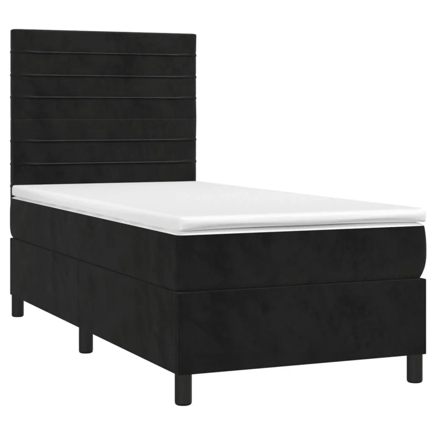 vidaXL Boxspringbett mit Matratze & LED Schwarz 90x190 cm Samt 3136157 günstig online kaufen