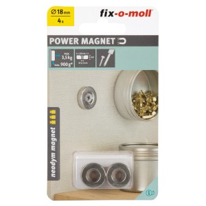 Fix-o-moll Neodym Magnete mit Senkbohrung, 4 Stück, silberfarben, für Haushaltshelfer.