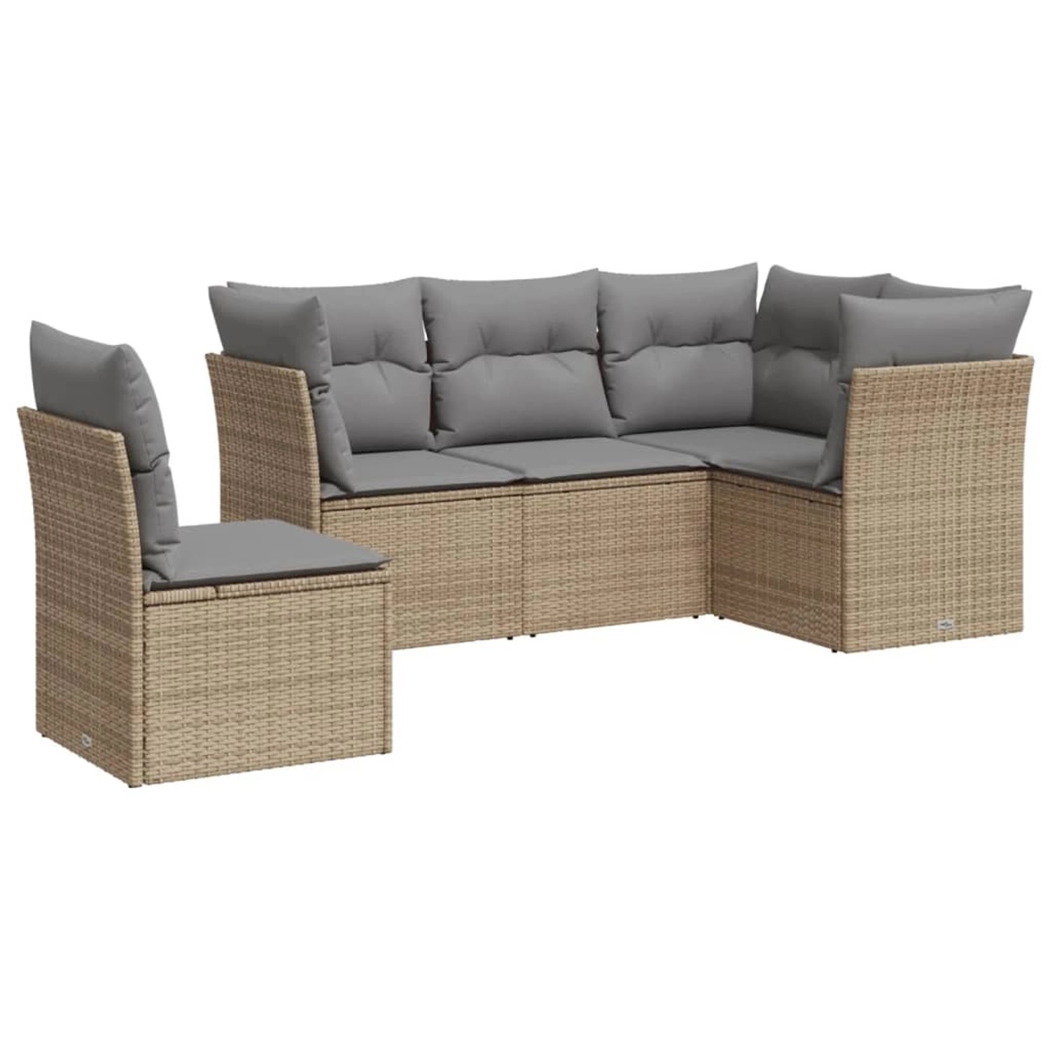 vidaXL 5-tlg Garten-Sofagarnitur mit Kissen Beige Poly Rattan Modell 7 günstig online kaufen