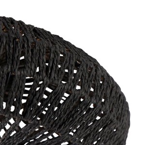 Detailaufnahme: Schwarze QAZQA Retro-Deckenleuchte Lina mit Seil, 50cm Durchmesser.