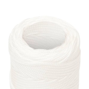 Weißes, geflochtenes Polypropylen-Bootsseil, 2 mm stark, aufgerollt. Robustes Seil für Boote, Segeln & Outdoor.