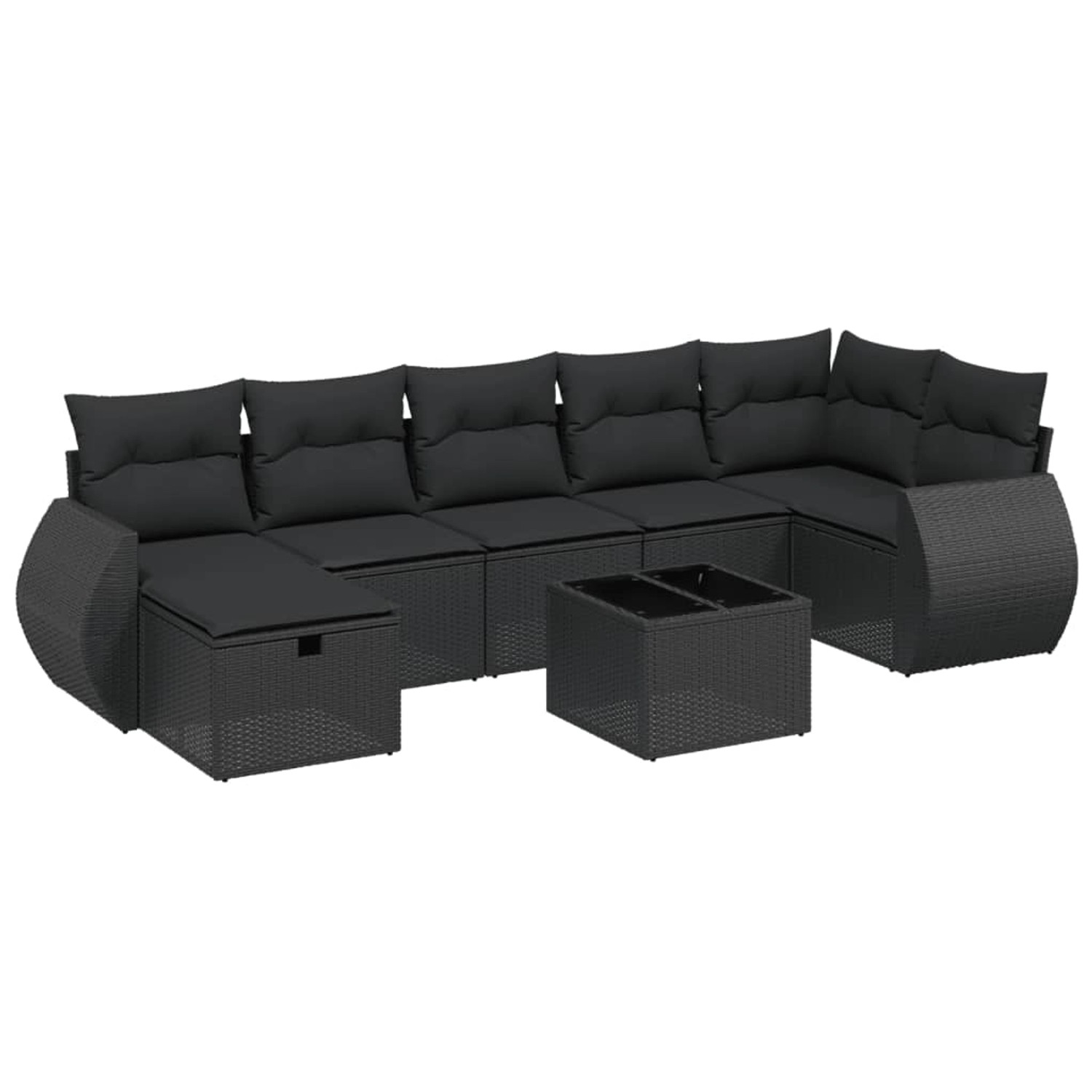 vidaXL 8-tlg Garten-Sofagarnitur mit Kissen Schwarz Poly Rattan Modell 145 günstig online kaufen