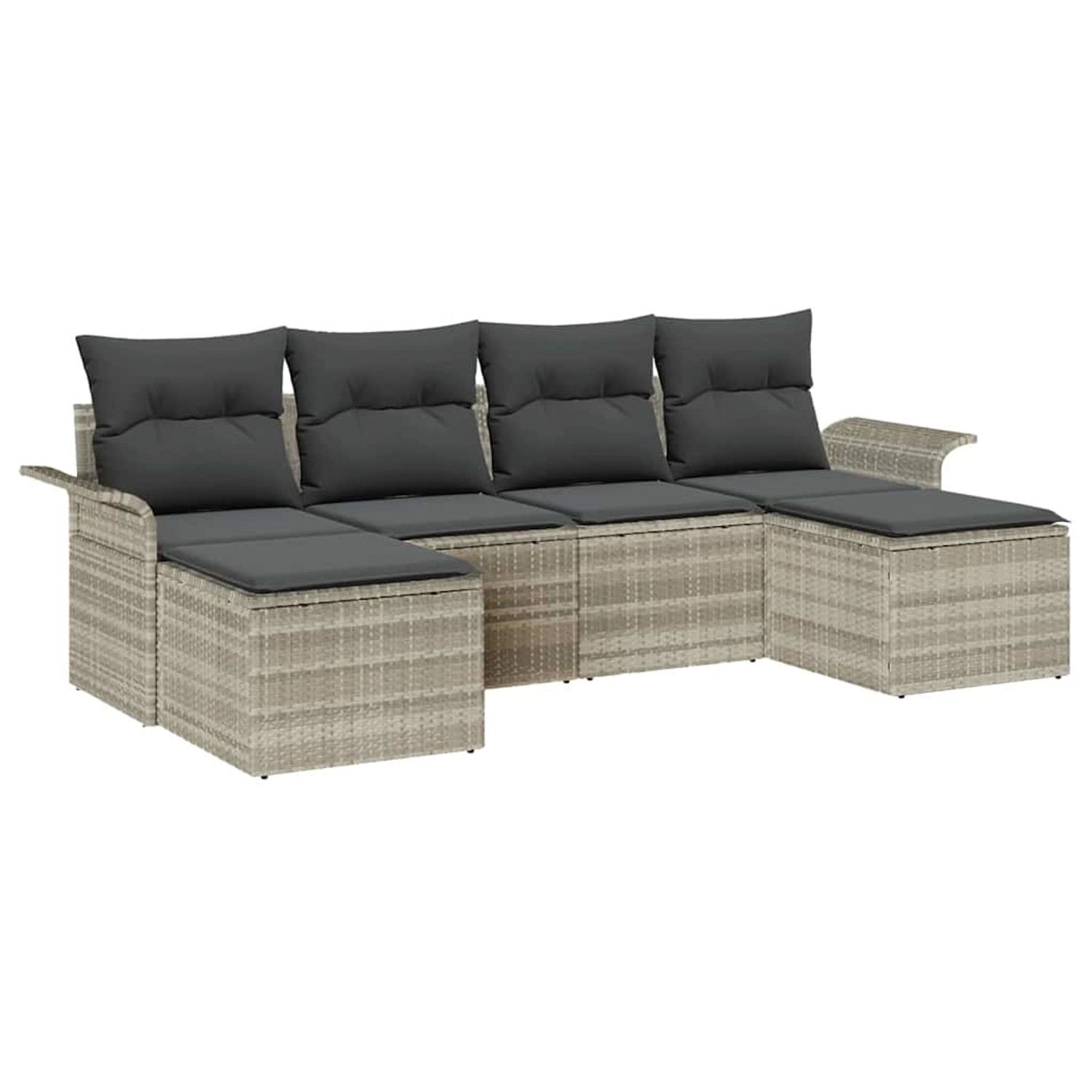 vidaXL Garten-Sofa-Set mit Kissen 6-Tlg Hellgrau Poly Rattan 3354141 günstig online kaufen