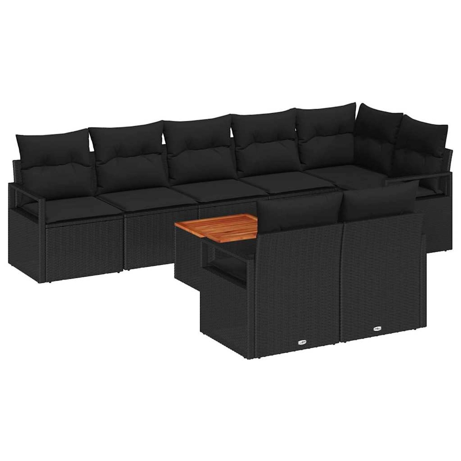 vidaXL Garten-Sofa-Set mit Kissen 9-Tlg Schwarz Poly Rattan 3347723 günstig online kaufen