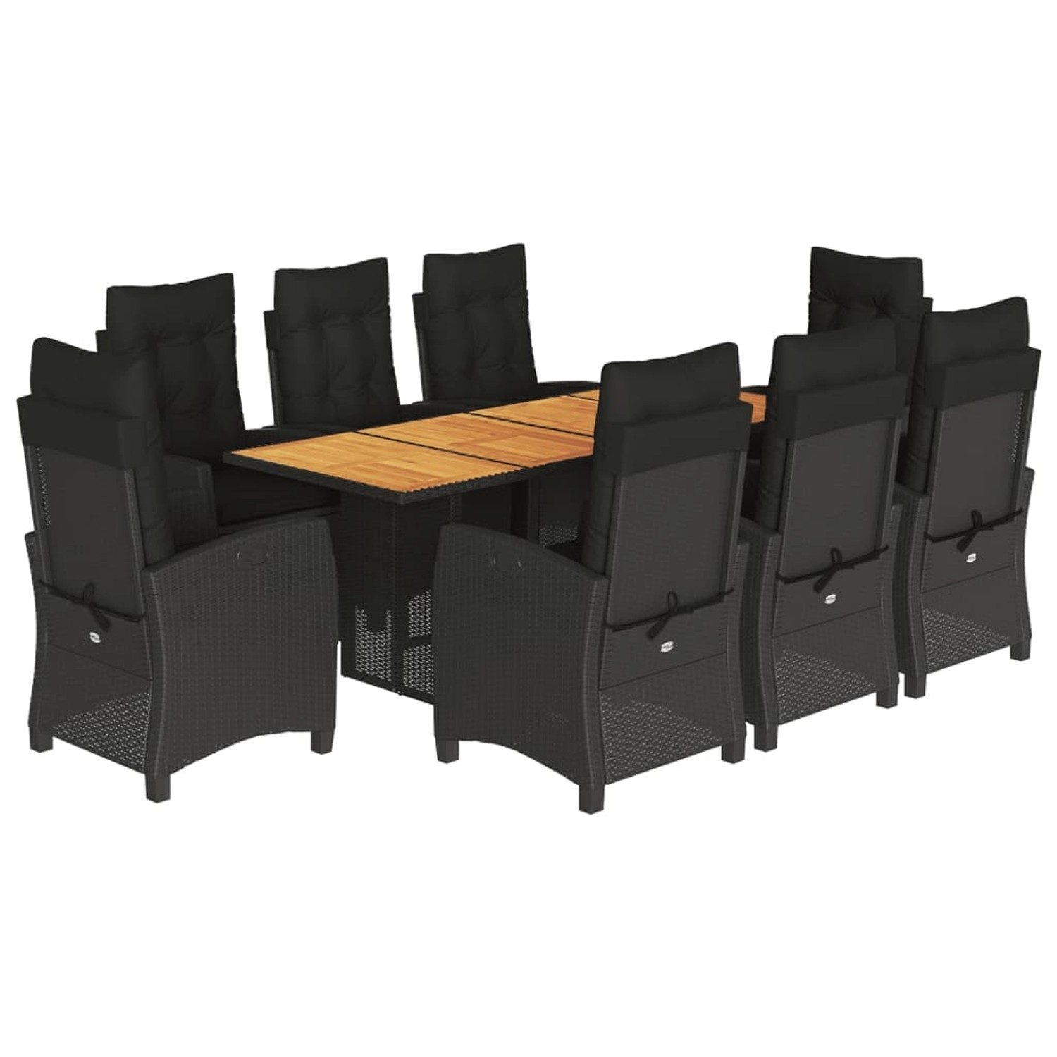 vidaXL 9-Tlg Garten-Essgruppe mit Kissen Schwarz Poly Rattan 3212709 günstig online kaufen