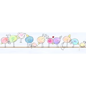 Bunte Kinderzimmer Bordüre mit Vögeln als selbstklebende Babyzimmer Tapete.