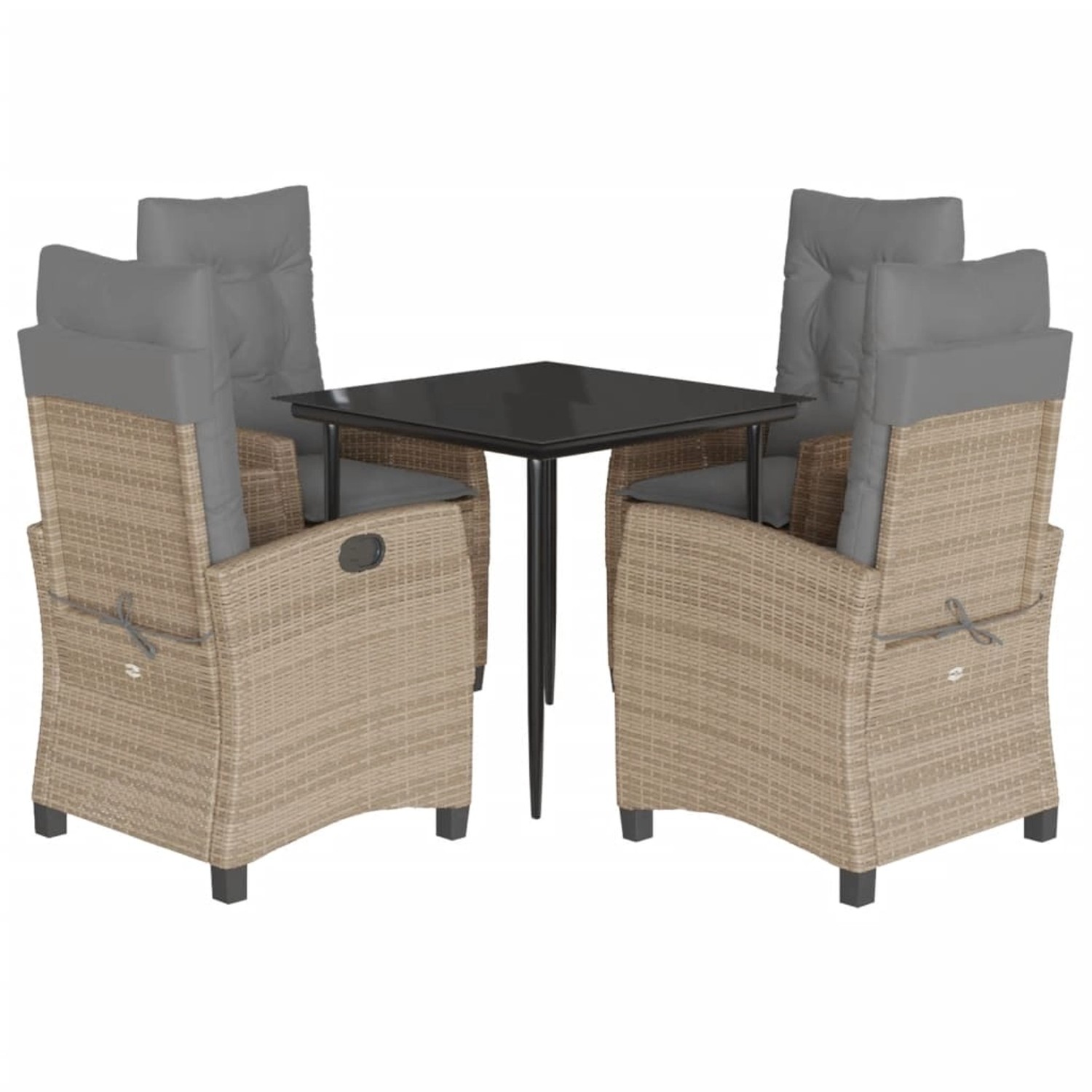 vidaXL 5-Tlg Garten-Essgruppe mit Kissen Beigemischung Poly Rattan 3212823 günstig online kaufen
