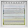 Graue Bestlivings Sky Gardine mit Raffoptik und Schlaufen, 100x110 cm, vor Fenster mit Ausblick.