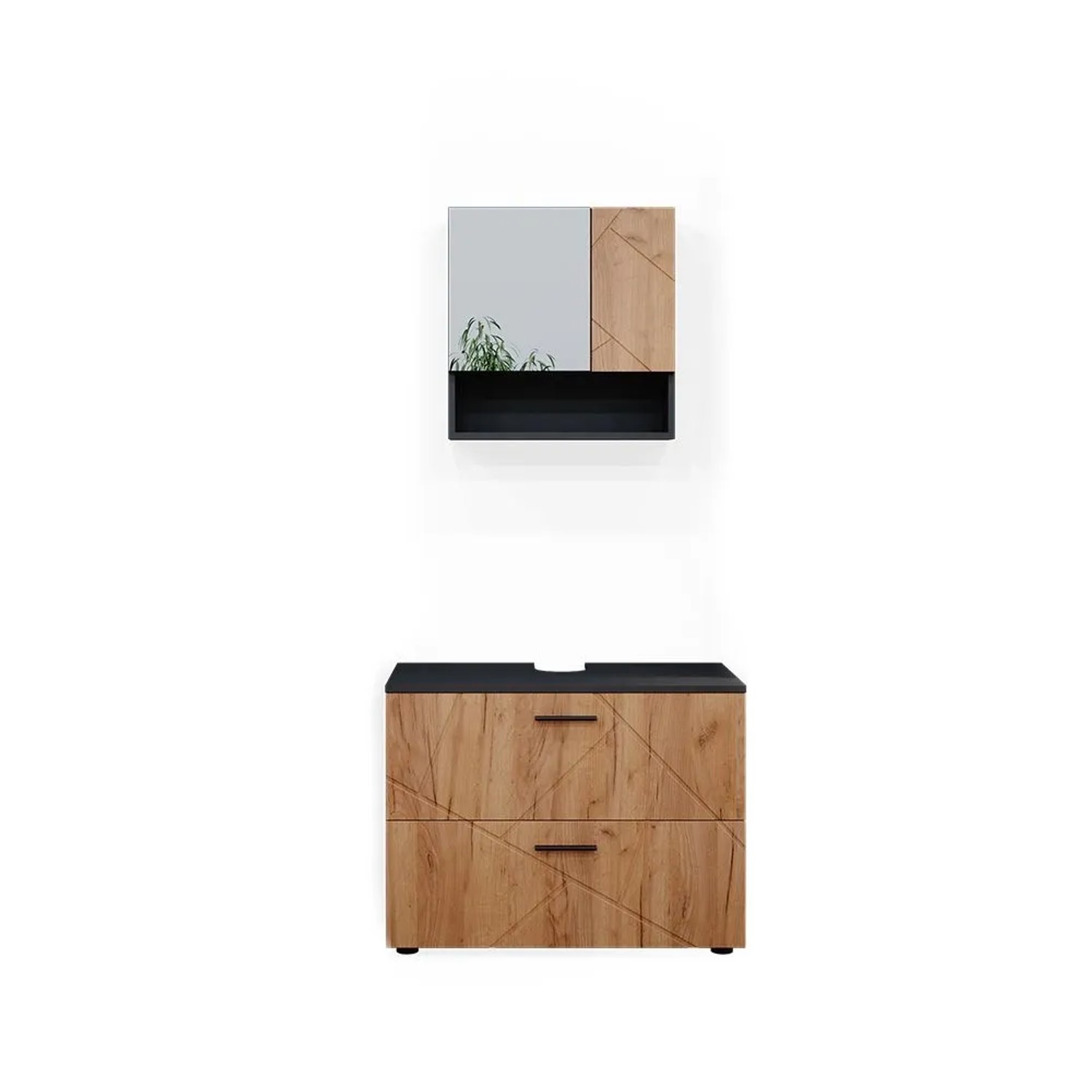 Vicco Badmöbel-Set Irma Goldkraft Eiche/Anthrazit 80 x 59 2-teilig