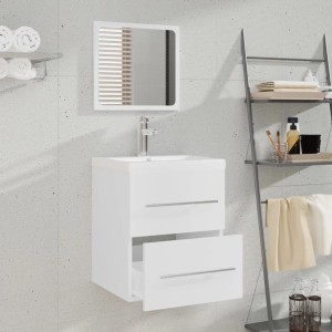 vidaXL Waschbeckenunterschrank mit Einbaubecken Weiß Holzwerkstoff 3114163