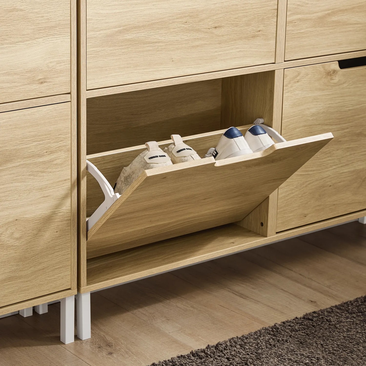 SoBuy Schuhschrank Schmal mit 4 Klappen Schuhkipper für Diele Flur FSR100-N_7