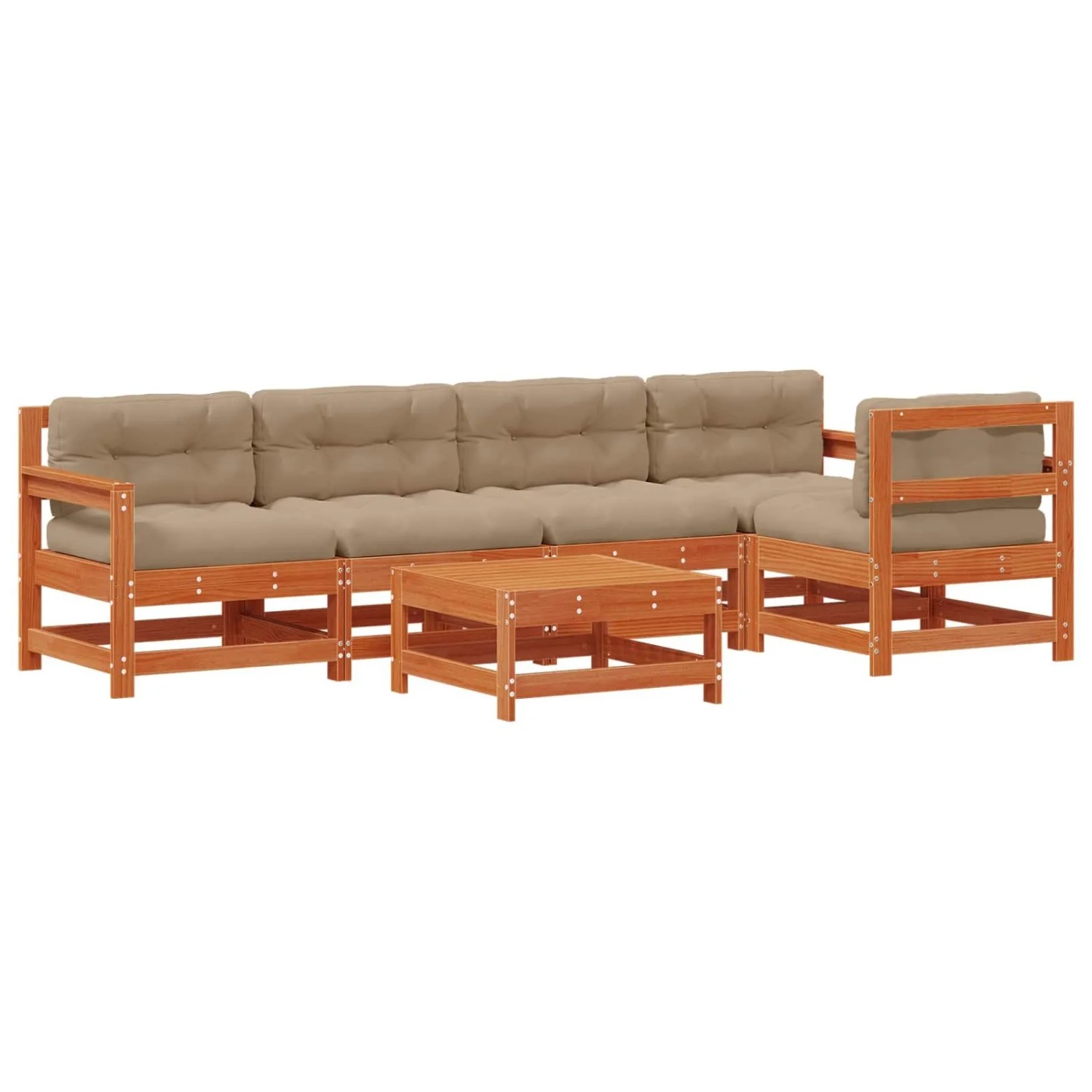 vidaXL Garten-Lounge-Set 6-Tlg Wachsbraun Massives Kiefernholz 3418099