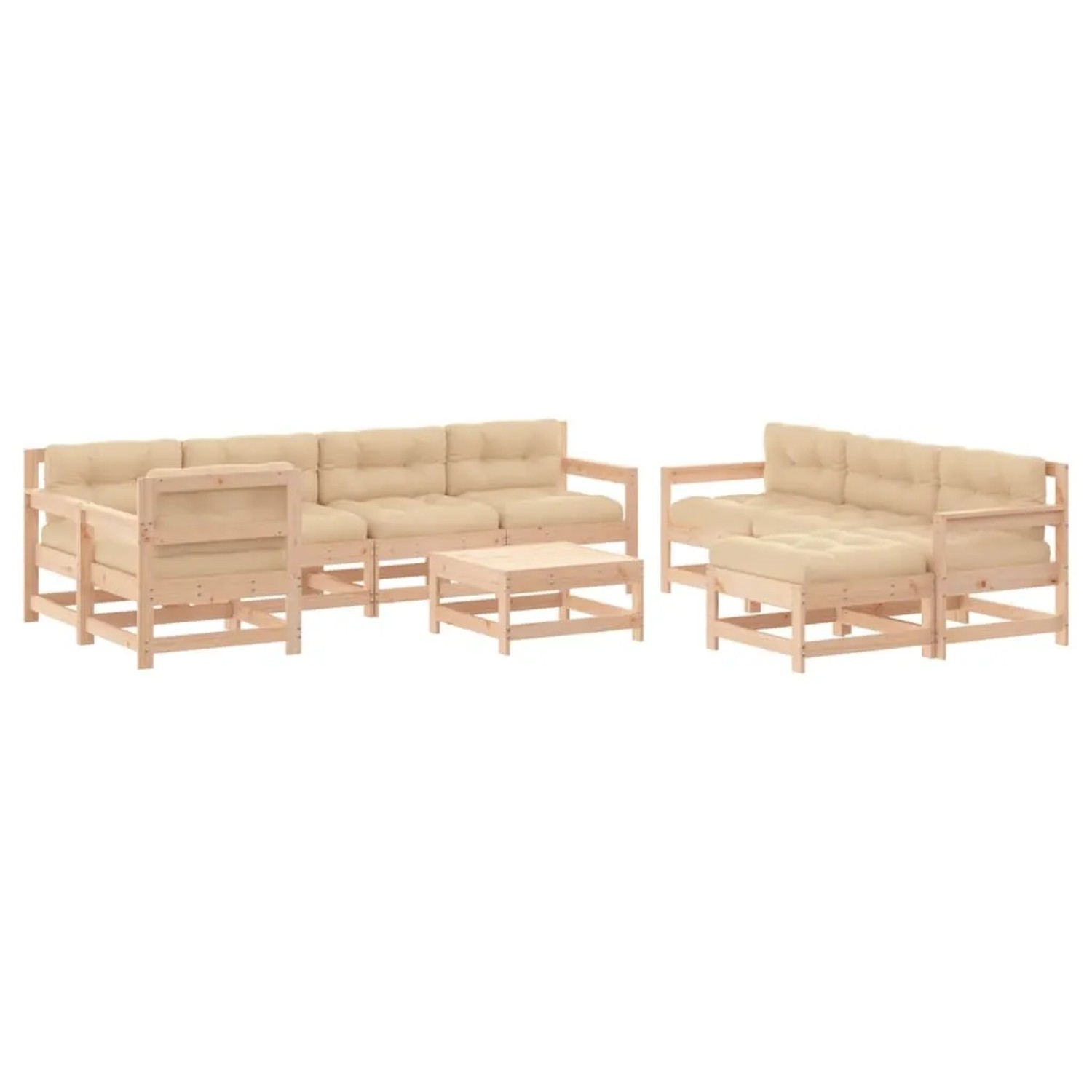 vidaXL 10-Tlg Garten-Lounge-Set mit Kissen Massivholz 3186088 günstig online kaufen