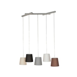 Lucande Pendelleuchte Thamila 9639623 für Kinder Junges Wohnen aus Textil 5-flammig E27 Wohnzimmerleuchte