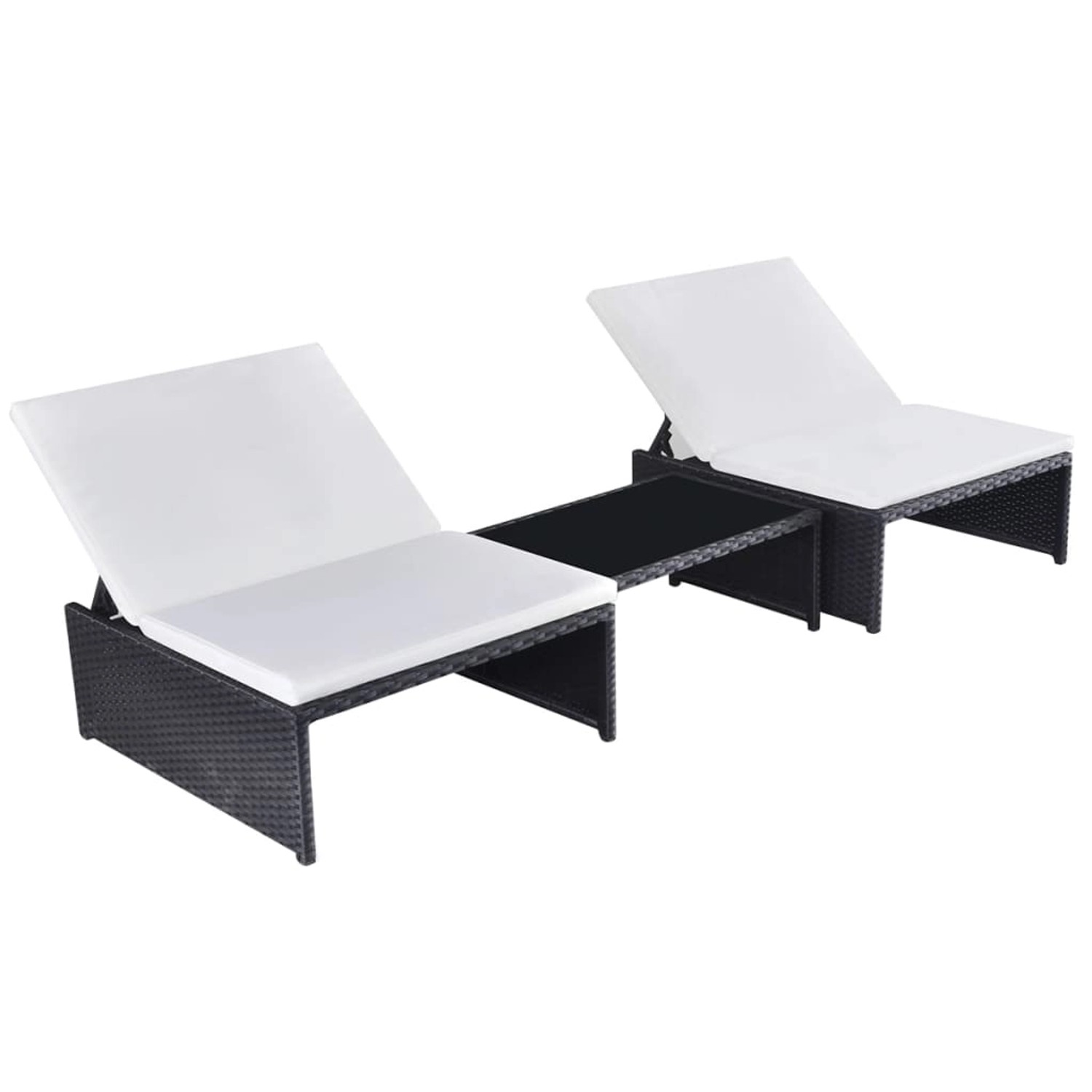 vidaXL Outdoor-Lehnstühle 2 Stk mit Tisch Schwarz Poly-Rattan 43069 günstig online kaufen