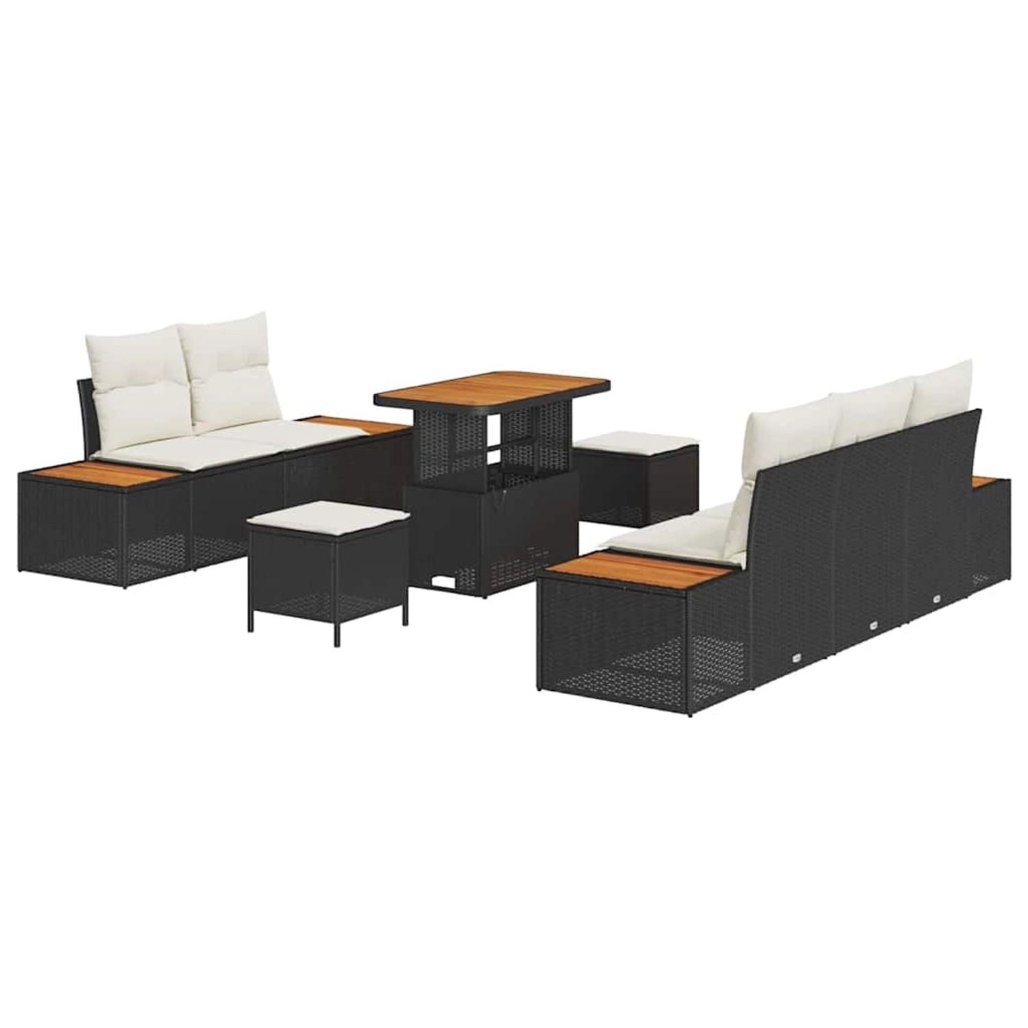 vidaXL Garten-Sofa-Set mit Kissen 8-Tlg Schwarz Poly Rattan 3362860 günstig online kaufen