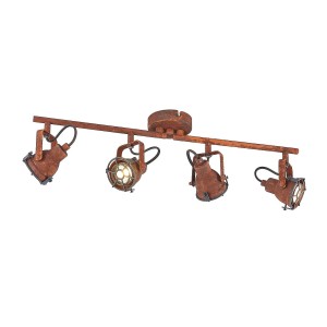 Lindby Strahler Scabra 9921043 Vintage Industriell in Braun aus Metall 4-flammig GU10 Wohnzimmerleuchte