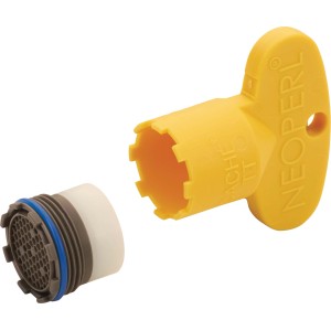 Strahlregler Caché Honeycomb PCA M16,5 mit gelbem Montageschlüssel für Mischdüsen.