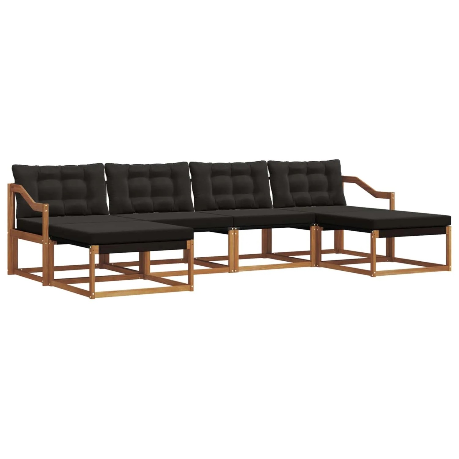 vidaXL Outdoor-Sofagarnitur mit Kissen 6-Tlg Natur und Schwarz 3369731