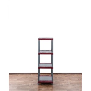 PROREGAL Kunststoffregal Grey Bear, 4 Böden, grau/rot, Fachlast 120kg.