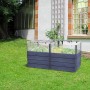 Garantia Hochbeet-System Ergo Quadro Stone mit Frühbeetabdeckung im Garten.